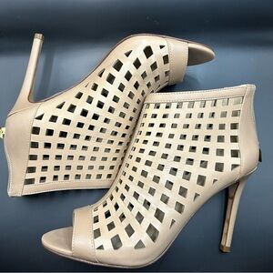 Charles David Beige Caged Open Toe Booties Size 7 Women’s; heel approx 3.5”.